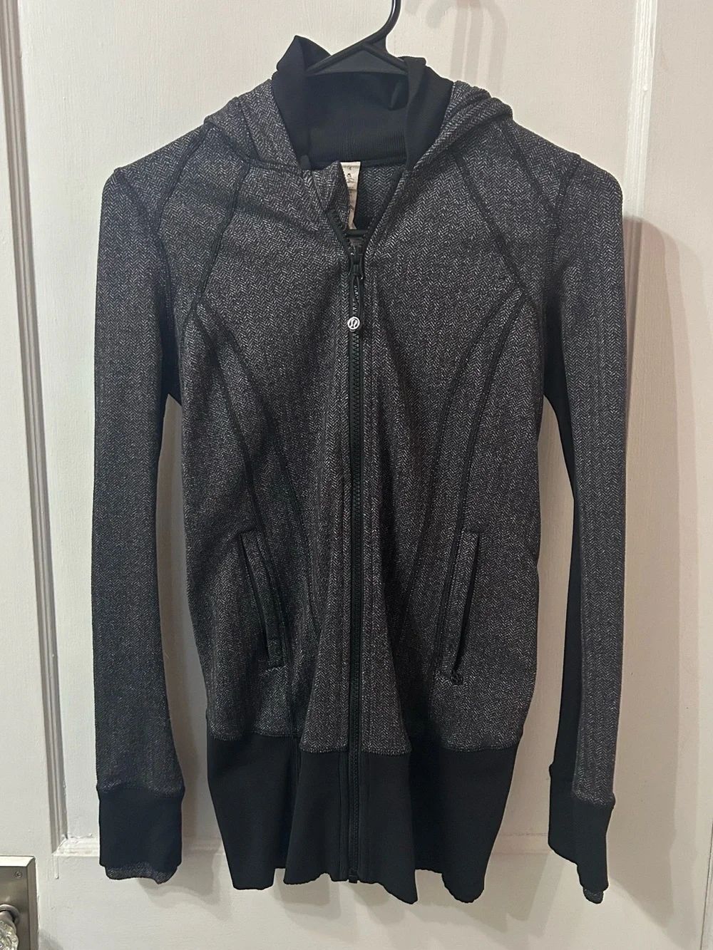 lululemon athletica Black Heathered Zip-Up Hooded Jacket